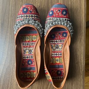 New South Asian inspired colorful floral slipper flats